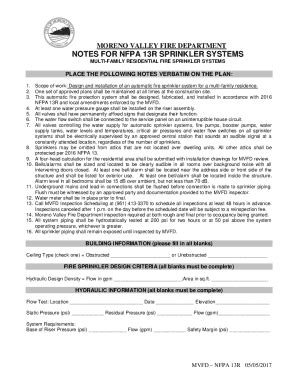 Fillable Online Moreno Valley Fire Department Notes For Nfpa D