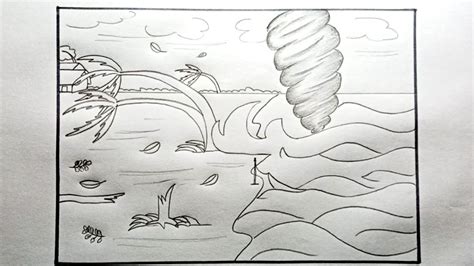 Cyclone Scenery Drawing How To Draw A Scenery Pencil Drawing