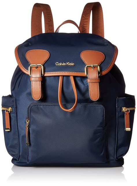 Calvin Klein Synthetic Dressy Nylon Buckle Backpack In Navy Blue