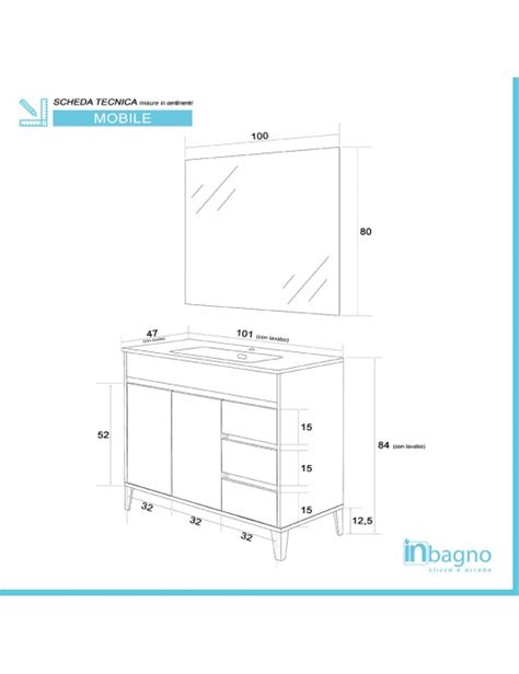 Mobile Bagno Da Terra Cm Linea Way Rovere Chiaro Con Specchio E Lavabo