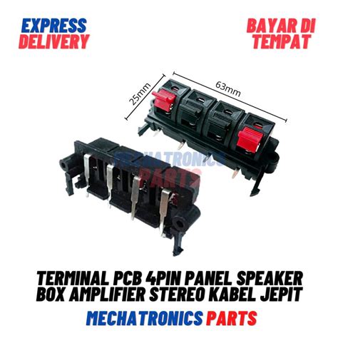 Terminal PCB 4Pin Panel Speaker Box Amplifier Stereo Kabel Jepit