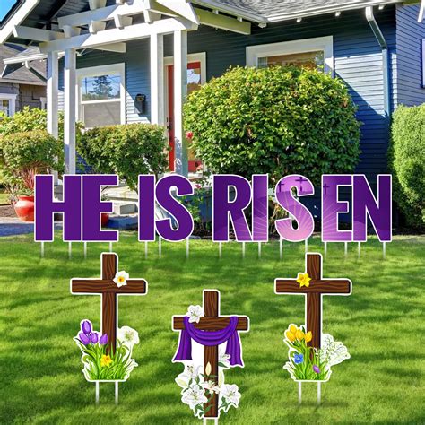 He Is Risen Cross Yard Sign