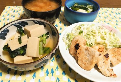 食事日記 高野豆腐と小松菜煮。 悠々自適に。。。