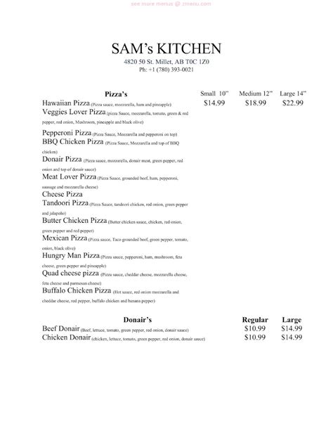 Menu At Sam S Kitchen Restaurant Millet