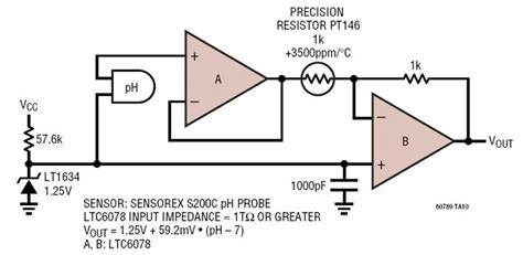 Operational Amplifier PH Sensor Voltage Versus PH Electrical