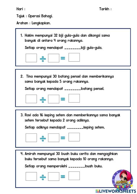 Operasi Bahagi Online Activity Live Worksheets