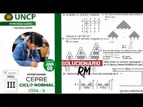 Solucionario Examen Cepre Uncp Rea Iii B Ciclo Normal Ii