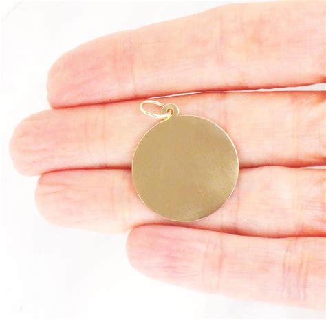 Vintage 14k Gold Pendant Gold Disc Pendant Yellow Gold Disc Charm