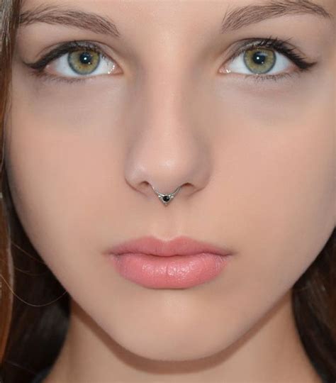 2mm Onyx Septum Ring Silver Septum Piercing Small Nose Ring Cartilage Hoop Tragus Ring Septum