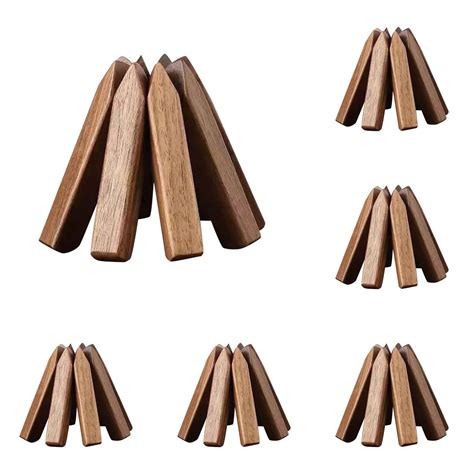 Pc Functional Art Black Walnut Wooden Trivets In Tree Shape For