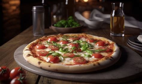 Moody Low Light Margherita Pizza A Classic Italian Pizza With A Thin