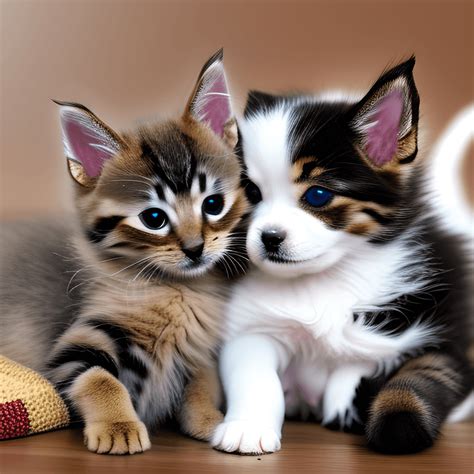 Cute Puppy and Kitten Best Friends Graphic · Creative Fabrica