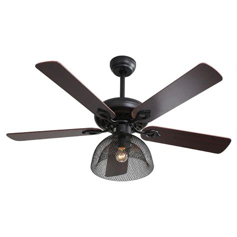 Industrial 5-Blade Black Ceiling Fan Light with Remote – Living and Home