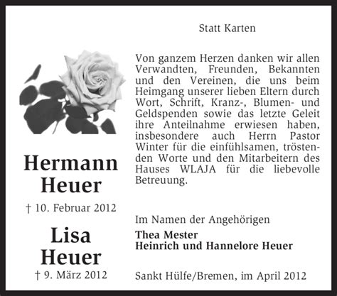 Traueranzeigen Von Lisa Heuer Trauerkreiszeitungde