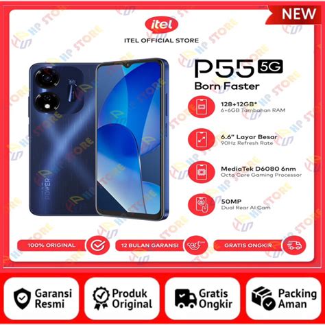 Jual Itel P55 5G RAM 6 128GB 5G Network 50M Dual Clear Cam 18W