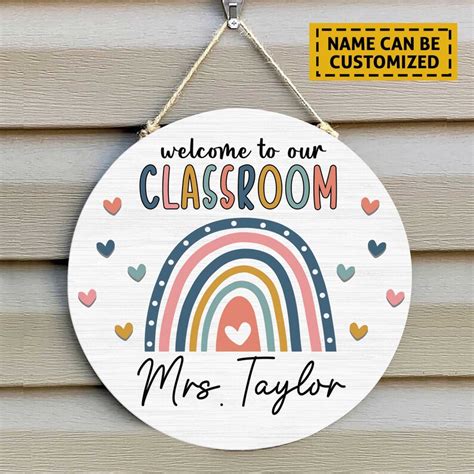 Custom Teacher Door Sign Classroom Door Sign Rainbow Door Etsy