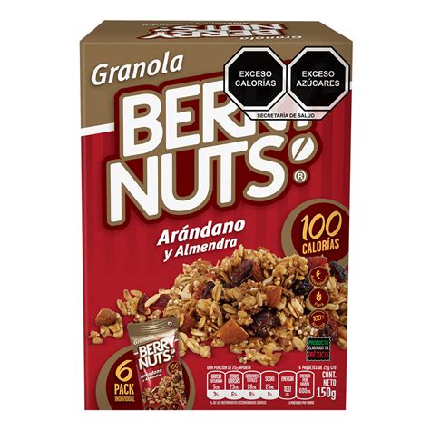 Snacks de Granola Berry Nuts con Arándano y Almendra 6 Piezas 150 g