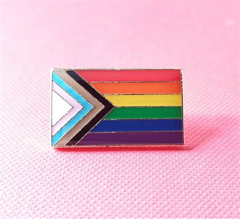 Pride Progress Flag Pin Badge Inclusive Lgbt Etsy