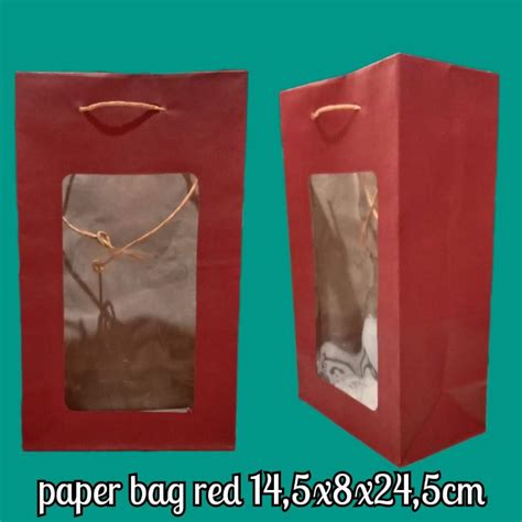 Jual tas kertas mika warna red paperbag tumbler | Shopee Indonesia