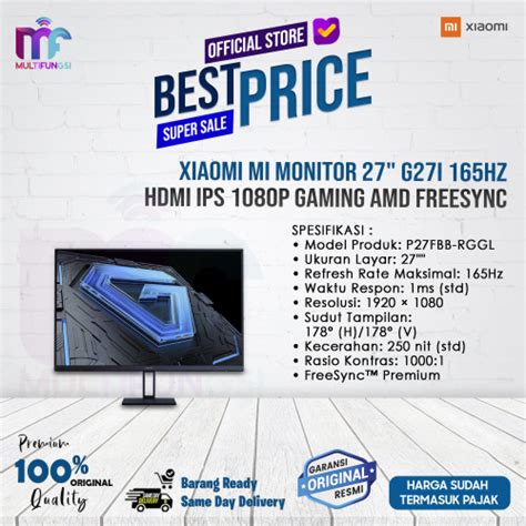 Promo Xiaomi MI Monitor 27 G27i 165Hz HDMI IPS 1080p Gaming AMD