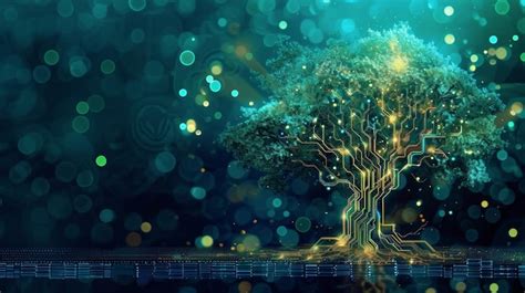 Premium Photo Technological Evolution Tree With Circuit Board Pattern