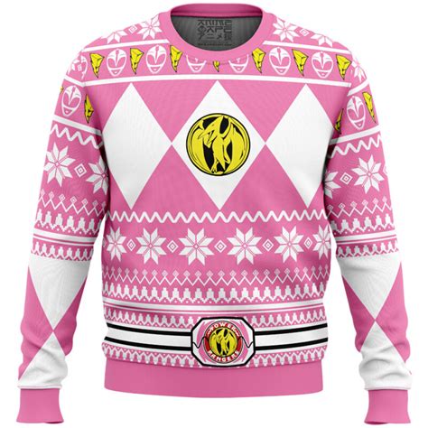 Mighty Morphin Pink Ranger Power Rangers Ugly Christmas Sweater Anime Ape