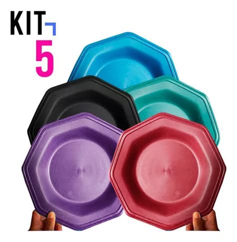 Kit de platos rígidos de plástico de 5 octavas para comidas y