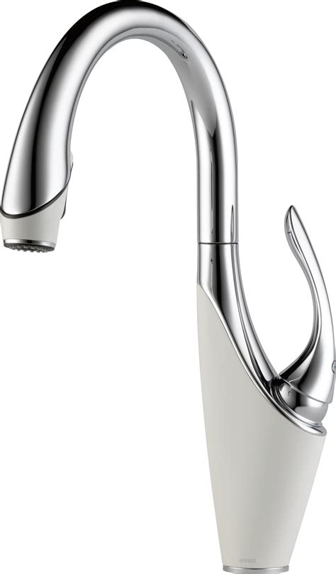 Brizo 63055LF-PCMW Vuelo Polished Chrome and Matte White Single Handle Pull-Down Kitchen Faucet ...