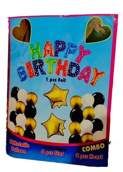 Multicolor Normal Air Happy Birthday Foil Balloon Set Packaging Type