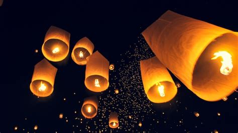 Premium Photo Low Angle View Of Illuminated Paper Lanterns Against