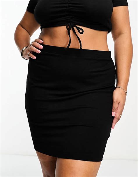 Asos Design Curve Jersey Pencil Mini Skirt In Black Asos