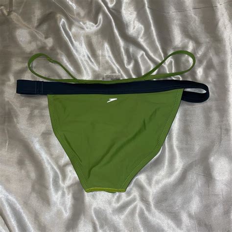 Speedo Green And Grey Cutout Bottom Bikini Size Depop