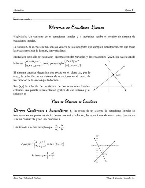 Pdf Sistemas De Ecuaciones Lineales · Si Las Rectas De Un Sistema De