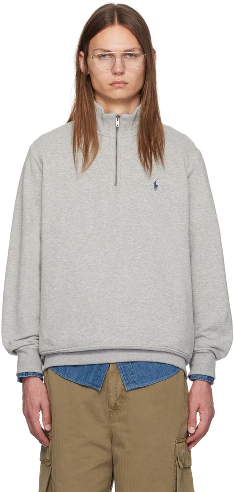 Gray Embroidered Logo Sweatshirt By Polo Ralph Lauren On Sale