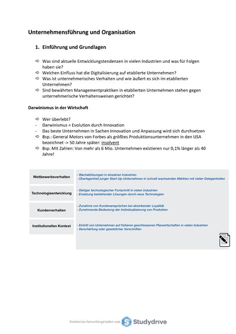 Unternehmensführung und Organisation II Einführung und Grundlagen ð