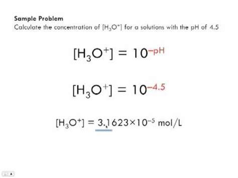 Calculating Concentration of Hydronium Ion from a pH Value - YouTube