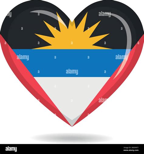 Antigua y Barbuda bandera nacional en forma de corazón vector