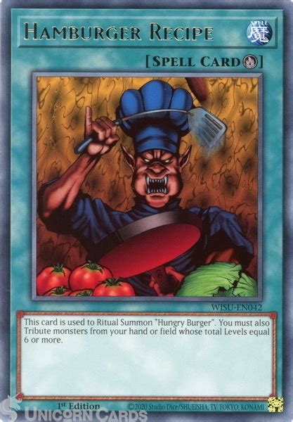 Wisu En Hamburger Recipe Rare St Edition Mint Yugioh Card