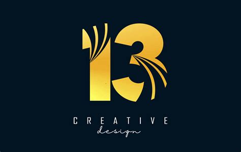 Golden Creative number 13 1 3 logo with leading lines and road concept ...