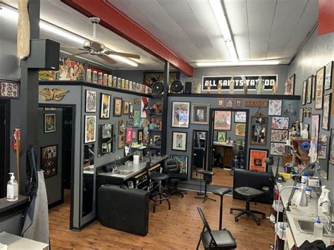 Tattoo Shop Interior with Artwork