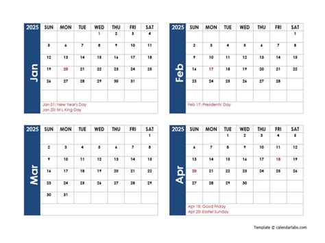 2025 Word Calendar Four Months Per Page Free Printable Templates