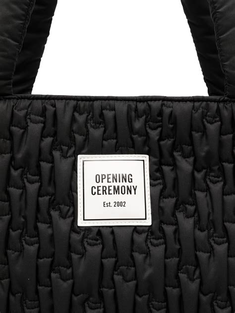 Opening Ceremony Quilted Logo Patch Tote Bag Black Farfetch Uk