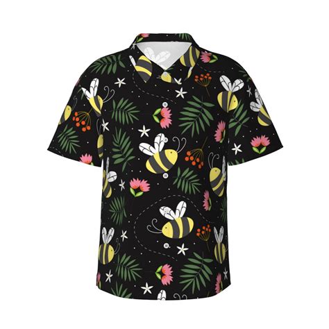 Kll Mens Hawaiian Shirt Short Sleeve Button Down Beach Shirts Bees