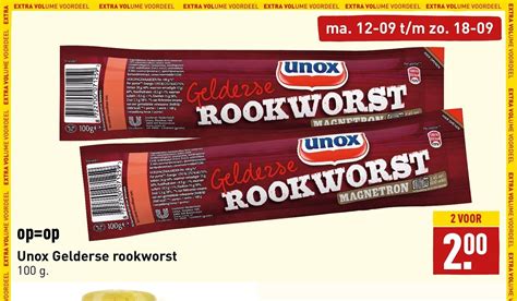 Unox Gelderse Rookworst G Aanbieding Bij Aldi