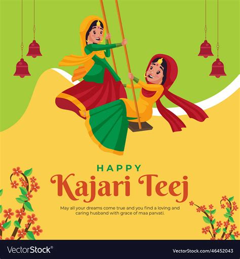 Happy Kajari Teej Banner Design Royalty Free Vector Image