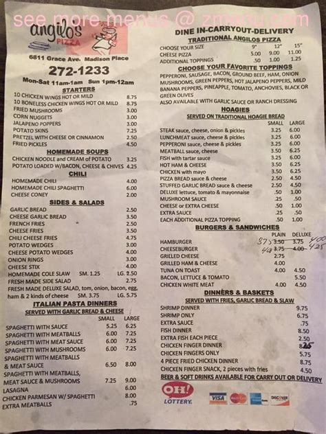 Online Menu Of Angilos Pizza Restaurant Cincinnati Ohio 45227 Zmenu