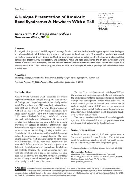 Pdf A Unique Presentation Of Amniotic Band Syndrome A Newborn With A