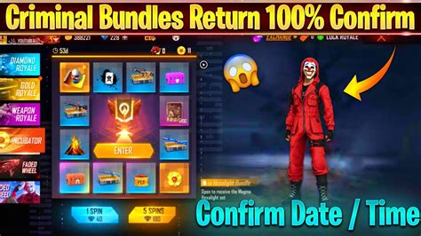 Criminal Bundle Return Free Fire Ff Main Criminal Bundle Kab Aayega