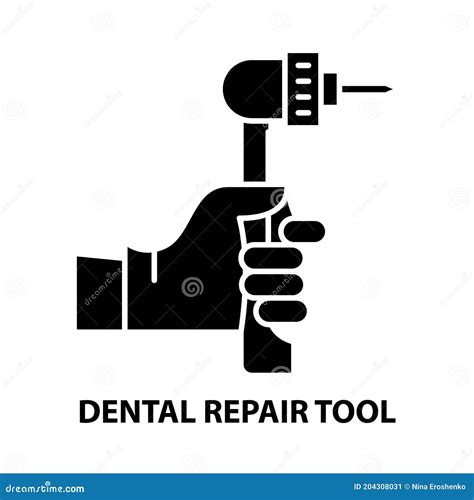 Dental Repair Tool Icon Black Vector Sign With Editable Strokes