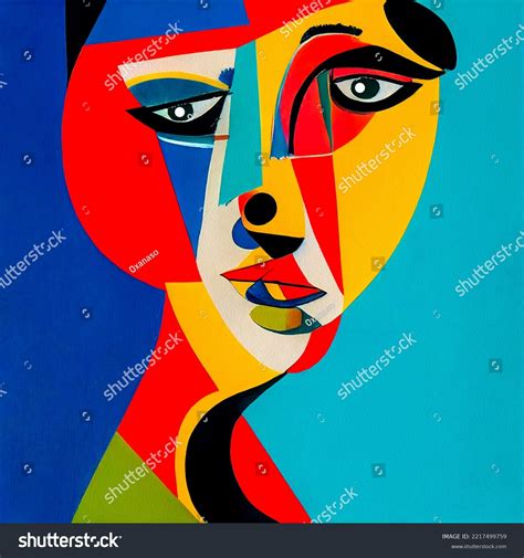 Abstract Painting Style Cubism Female Portrait Stock Illustration ...